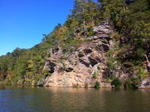 Photo by Christine Swint. Cliffs near Morgan Falls dam, October 25, 2014. 